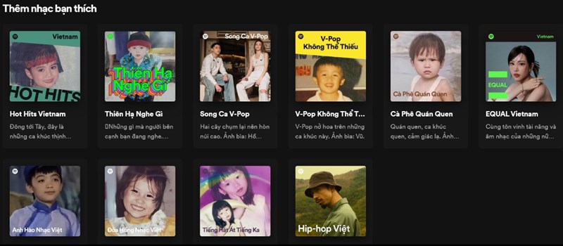 Spotify lấy ảnh thời thơ ấu của các nghệ sĩ Việt Nam làm ảnh bìa cho các playlist