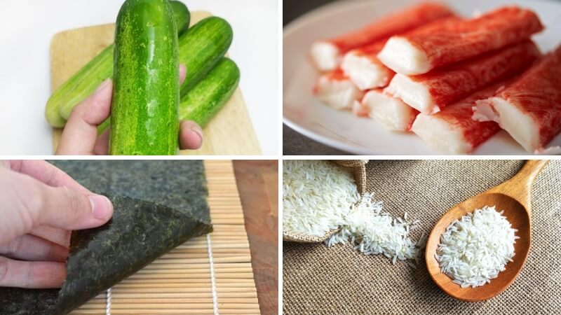 Nguyên liệu làm món sushi thanh cua