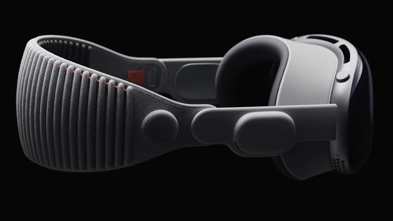 Phần dây đeo của Apple Vision Pro được chế tác từ vải dệt, có thể điều chỉnh kích thước bằng núm xoay
