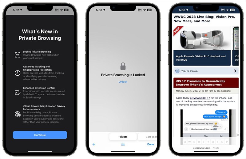 Safari sẽ hỗ trợ khoá Face ID cho các tab riêng tư trong iOS 17