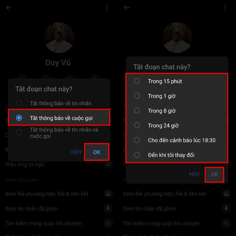 Cách tắt thông báo cuộc gọi trong trò chuyện Messenger