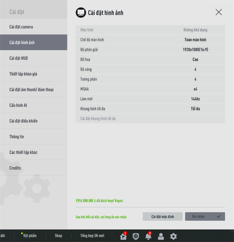 Thiết lập đồ họa FIFA Online 4 trên MSI Cyborg 15 A12VE
