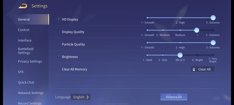 Thiết lập đồ họa Liên Quân Mobile mà mình áp dụng cho bài test pin trên Xiaomi 13 Lite sau 3 tháng Thiết lập đồ họa Liên Quân Mobile mà mình áp dụng cho bài test pin trên Xiaomi 13 Lite sau 3 tháng