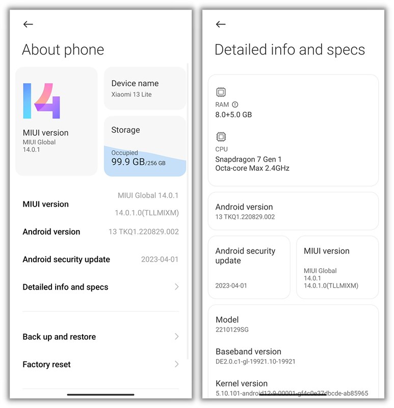 Xiaomi 13 Lite vẫn là thiết bị sở hữu cấu hình tốt và đã được cập nhật lên Android 13 Xiaomi 13 Lite vẫn là thiết bị sở hữu cấu hình tốt và đã được cập nhật lên Android 13