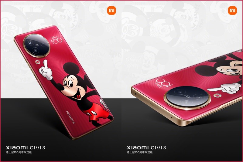 Xiaomi Civi 3 Disney 100th Anniversary Edition nổi bật với mặt lưng được in hình chuột Mickey