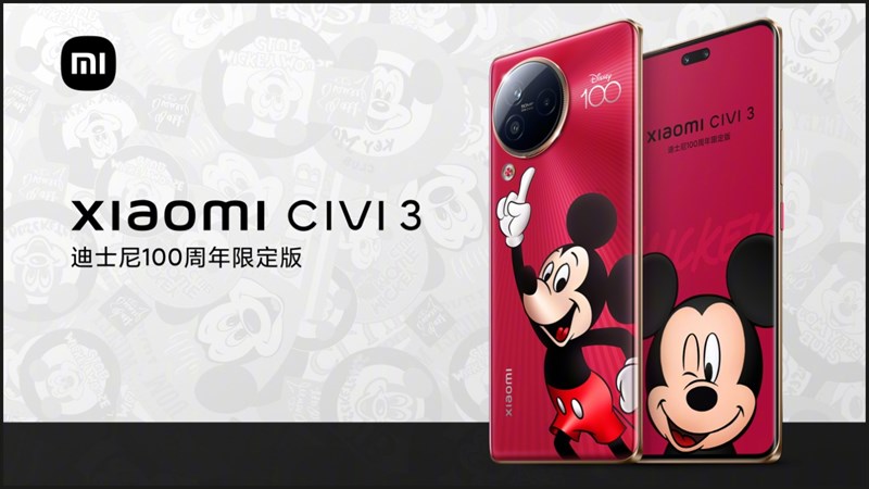 Xiaomi CIVI 3 Disney 100th Anniversary Edition có màn hình đục lỗ hình viên thuốc