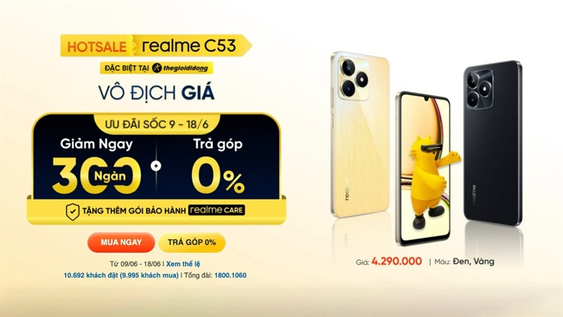 Điện thoại realme C53 chính hãng, giá rẻ, trả góp 0%