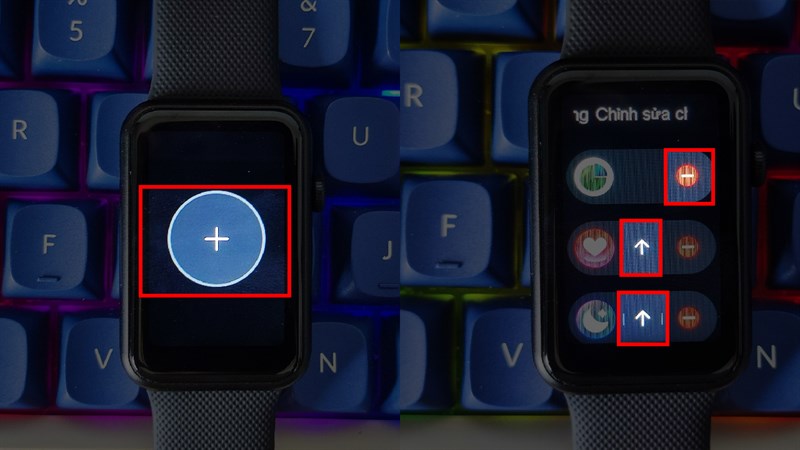 Nhấn vào biểu tượng mũi tên lên để di chuyển vị trí của tiện ích 