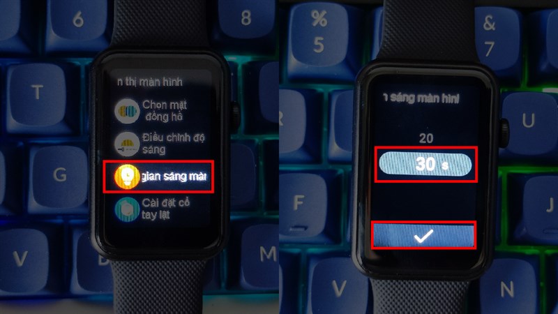 Chọn thời gian bạn mong muốn và chạm vào biểu tượng tick để lưu cài đặt