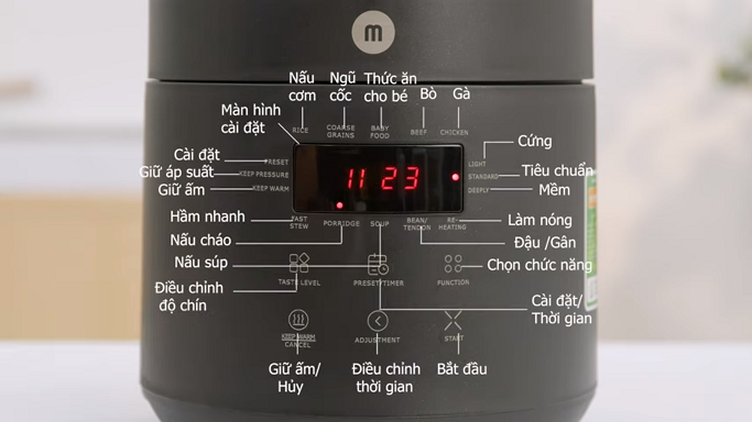 11 chương trình nấu cài đặt sẵn