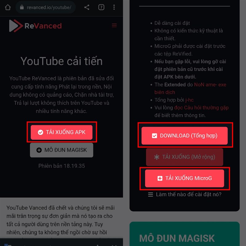 Hướng dẫn cách tải Youtube ReVanced 18.19.35