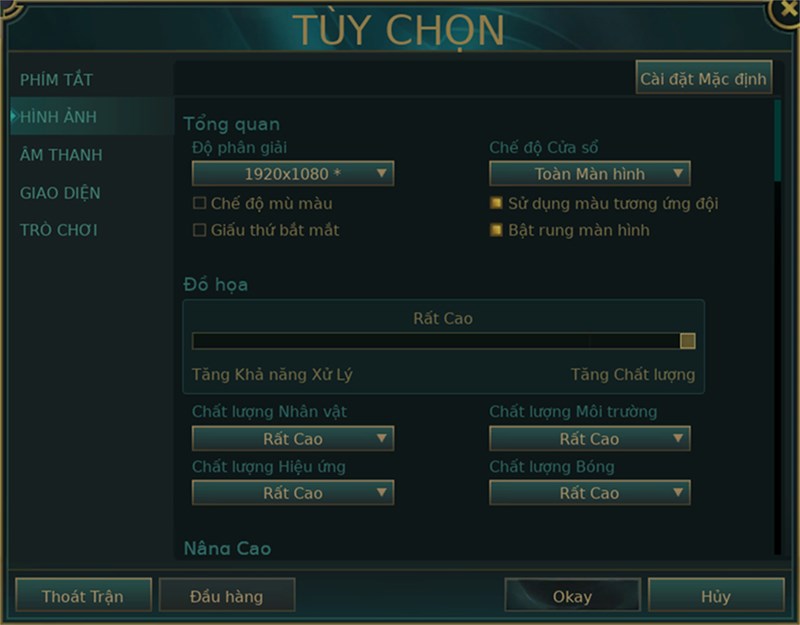 Thiết lập đồ họa LMHT mà mình đặt trên ASUS TUF Gaming F15 FX506HF Thiết lập đồ họa LMHT mà mình đặt trên ASUS TUF Gaming F15 FX506HF
