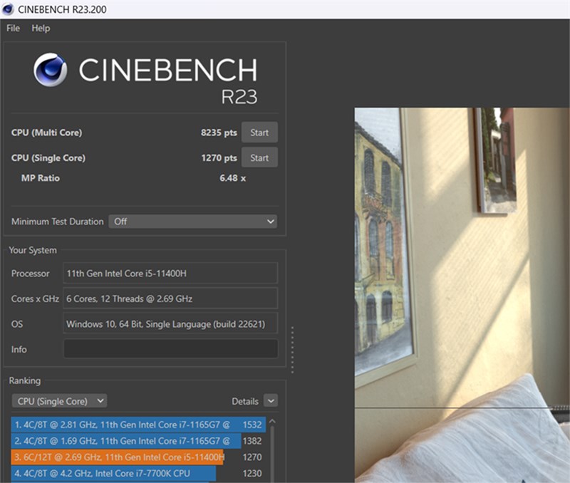 Điểm Cinebench R23 của ASUS TUF Gaming F15 FX506HF Điểm Cinebench R23 của ASUS TUF Gaming F15 FX506HF