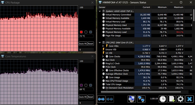 Như các bạn có thể thấy trong app HWinFO64, nhiệt độ CPU lẫn GPU của ASUS TUF Gaming F15 FX506HF không quá cao. Như các bạn có thể thấy trong app HWinFO64, nhiệt độ CPU lẫn GPU của ASUS TUF Gaming F15 FX506HF không quá cao.