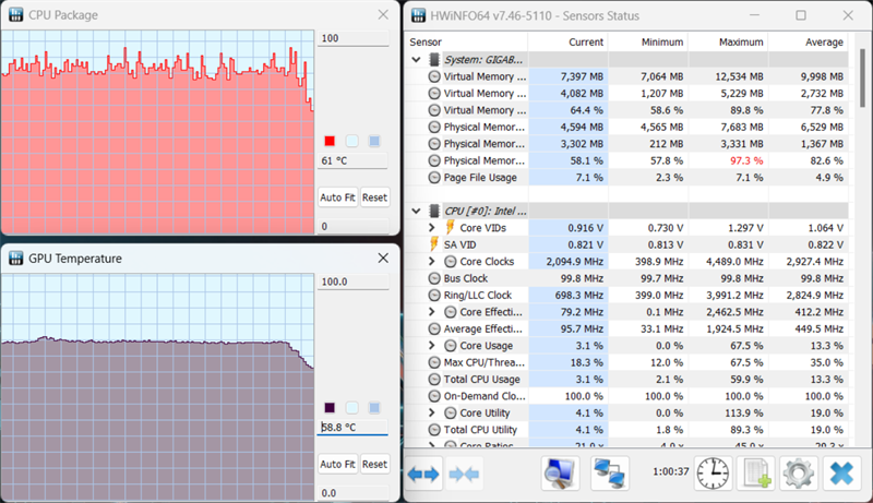 Như các bạn có thể thấy kết quả trong HWinFO64, nhiệt độ CPU lẫn GPU của GIGABYTE G5 GE đều không vượt quá 70 độ C. Như các bạn có thể thấy kết quả trong HWinFO64, nhiệt độ CPU lẫn GPU của GIGABYTE G5 GE đều không vượt quá 70 độ C.