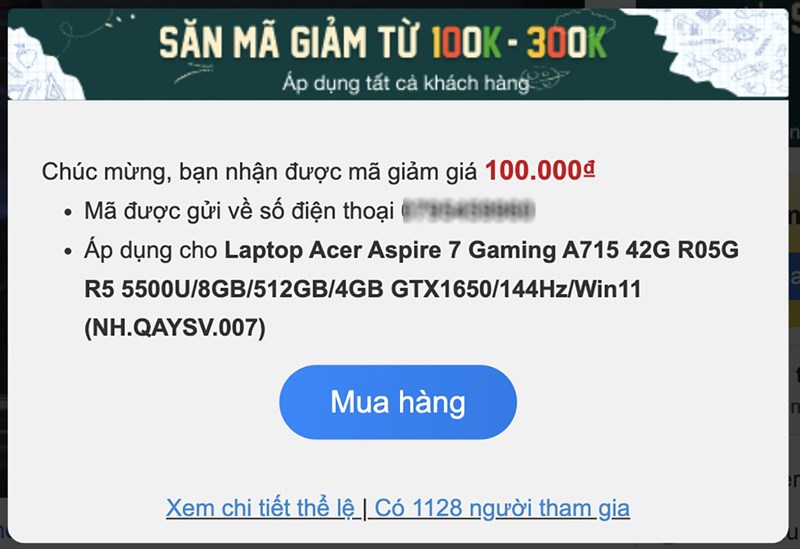 Nhận ngay mã giảm 300K khi mua laptop tại TGDĐ, ai cũng có, xem ngay!