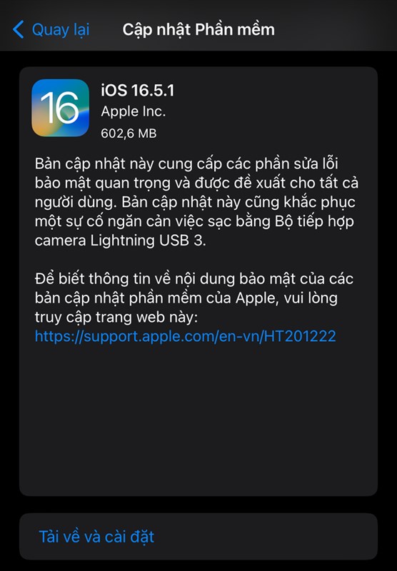 Apple phát hành bản cập nhật iOS 16.5.1
