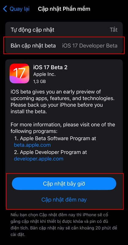 Cách cập nhật iOS 17 Beta 2