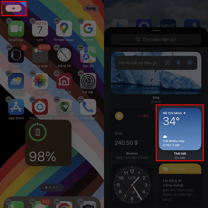 Cách chồng widget trên iPhone