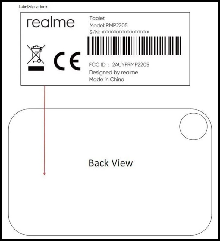 Nhãn máy tính bảng realme RMP2205