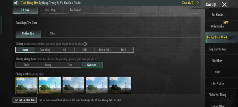 Thiết lập đồ họa PUBG Mobile mà mình đã đặt trên OPPO A98 5G Thiết lập đồ họa PUBG Mobile mà mình đã đặt trên OPPO A98 5G