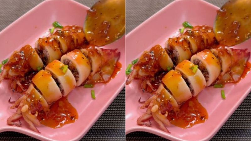 How to make squid stuffed with meat and fish sauce, very delicious