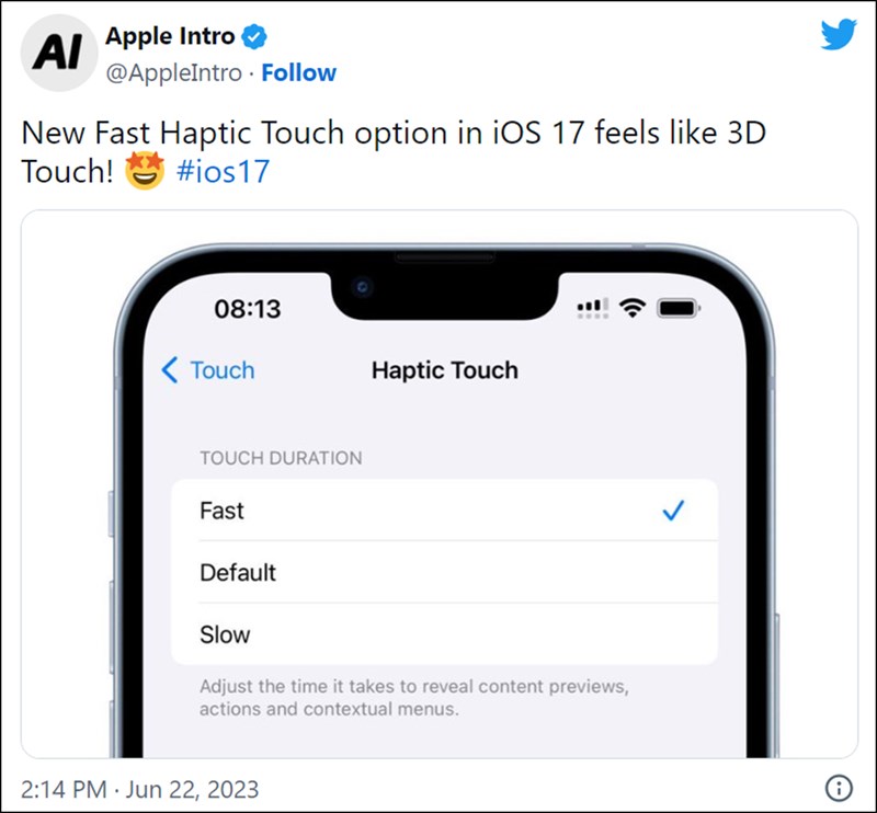 Apple đem trở lại trải nghiệm 3D Touch với iOS 17