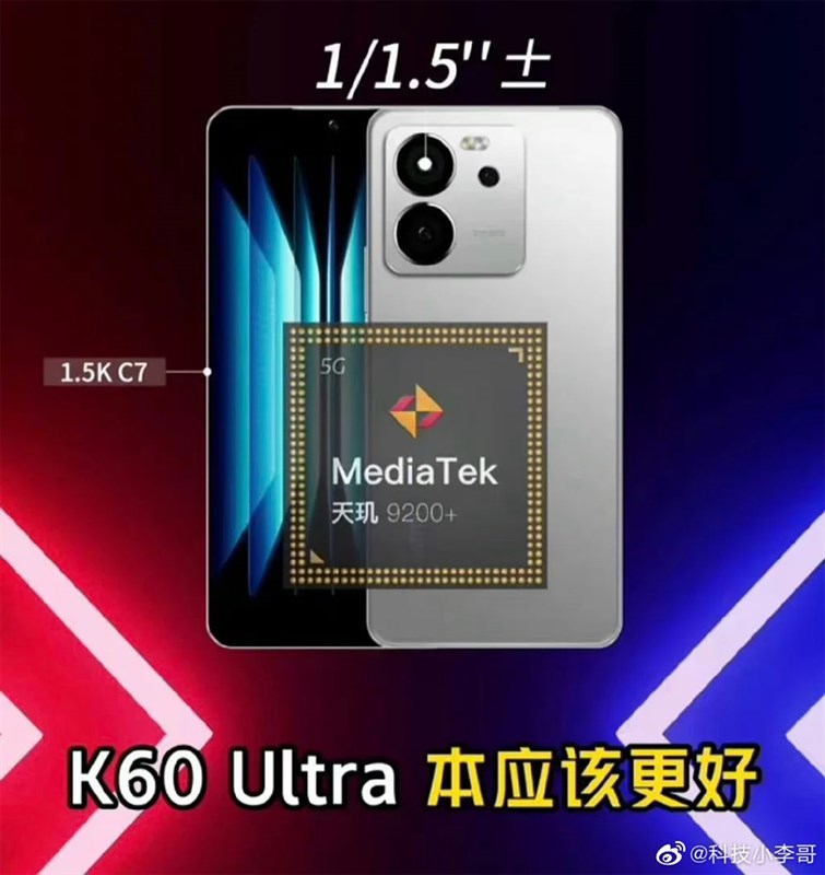 Rò rỉ ảnh render của Redmi K60 Ultra