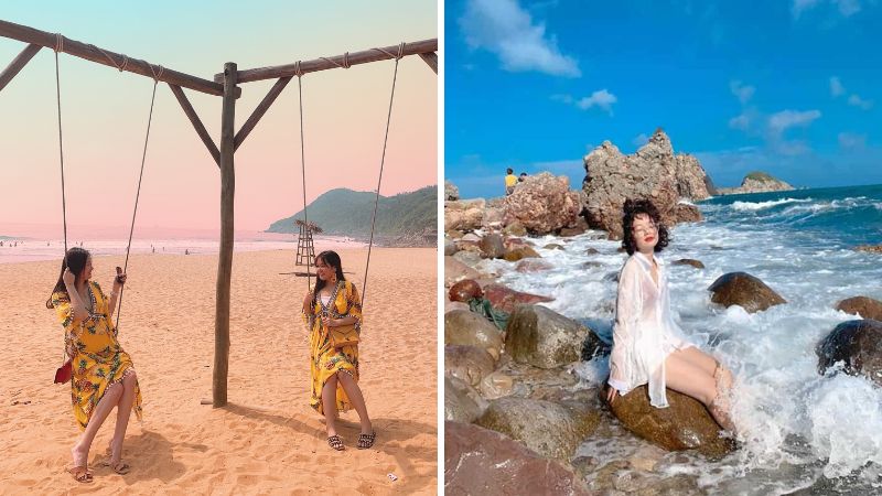 Tourists check-in to Dong beach - Nghi Son island