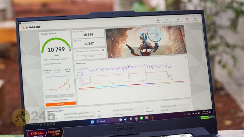 Nhìn chung ASUS TUF F15 FX507VV4 đạt được điểm hiệu năng cực kỳ tốt