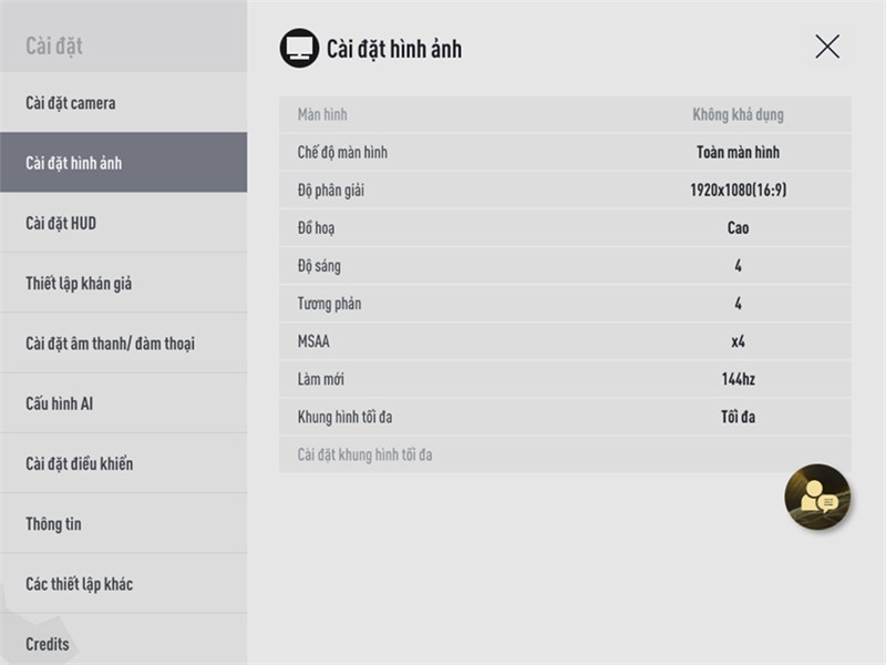 Thiết lập đồ họa FiFa Online 4 mà mình đã đặt trên ASUS TUF F15 FX507VV4
