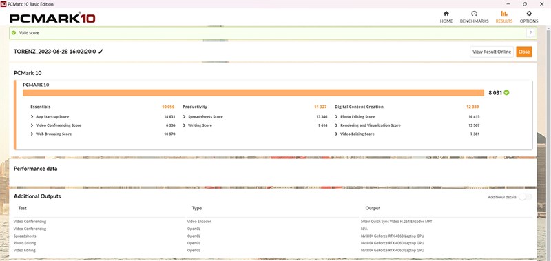 Điểm PCMark 10 của ASUS TUF F15 FX507VV4