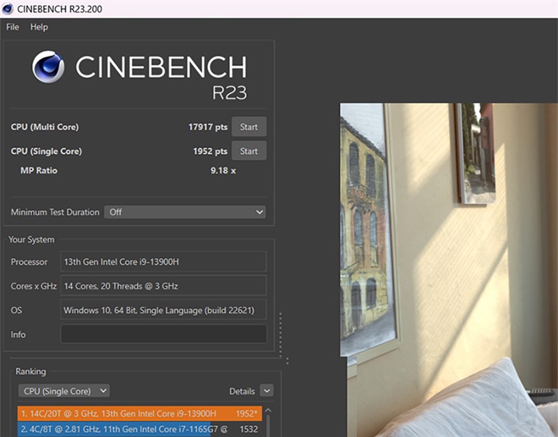 Điểm Cinebench R23 của ASUS TUF F15 FX507VV4
