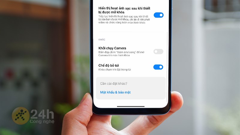 Cách bật khoá chạm khi đặt trong túi Xiaomi