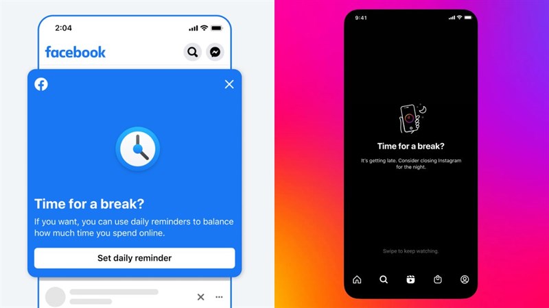 Meta cũng đã giới thiệu tính năng nhắc người dùng nghỉ ngơi sau thời gian dài sử dụng mạng xã hội