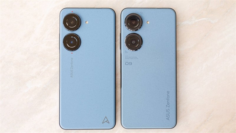 ASUS Zenfone 10 (trái) có ngoại hình không thay đổi nhiều so với tiền nhiệm