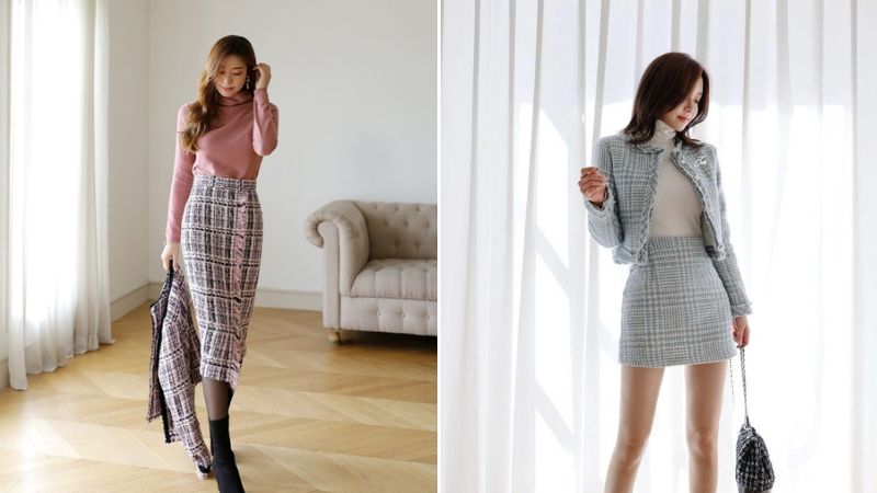 MS1019 Chân váy dạ tweed dáng chữ A phối chân ren siêu xinh | Phu Linh -  Fashion & More