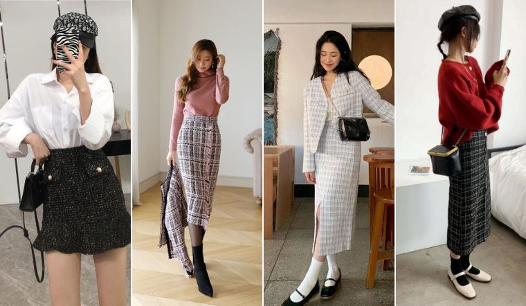 10 kiểu phối đồ với chân váy dạ tweed 'sang chảnh' cho các nàng