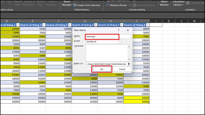 Cách tính tổng các ô tô màu trong Excel