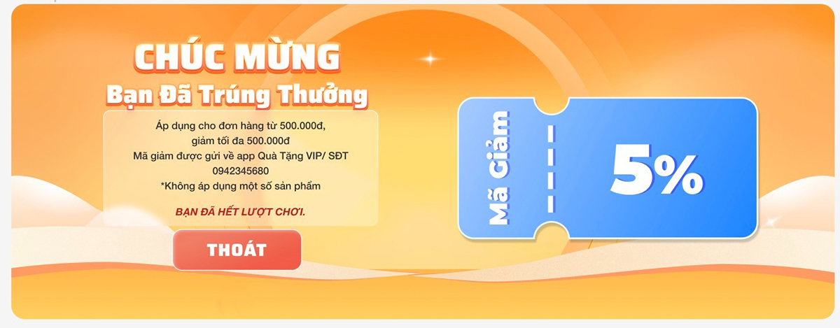 M&atilde; giảm gi&aacute; sẽ gửi về số điện thoại của bạn