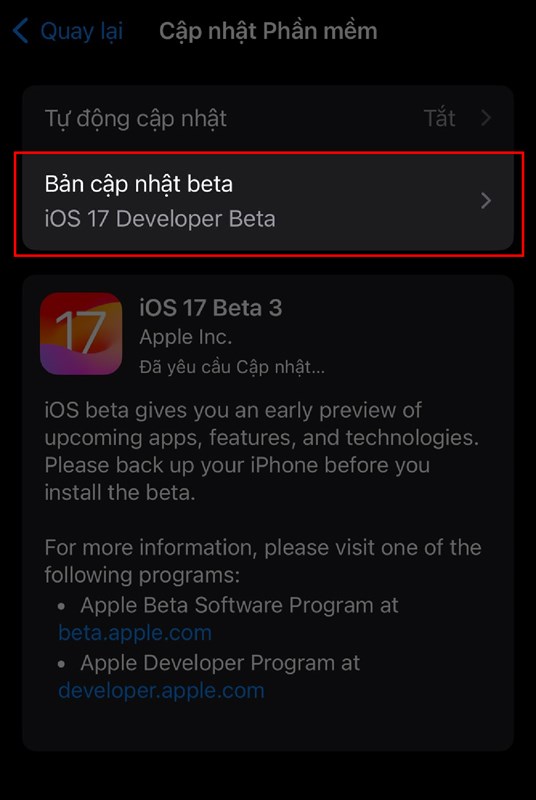 Cách cập nhật iOS 17 beta 3