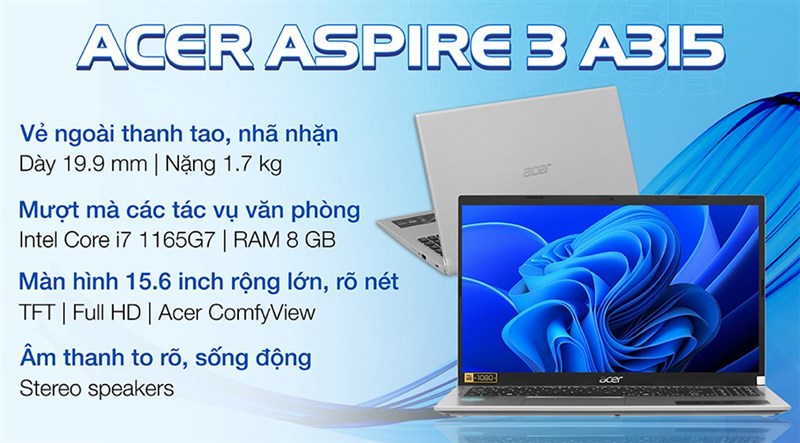 Siêu sale 7/7: Chỉ 7 suất Acer Aspire 3 giá 19.99 triệu còn 9.99 triệu