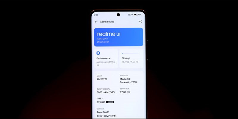 realme Narzo 60 Pro còn sở hữu bộ cấu hình tốt