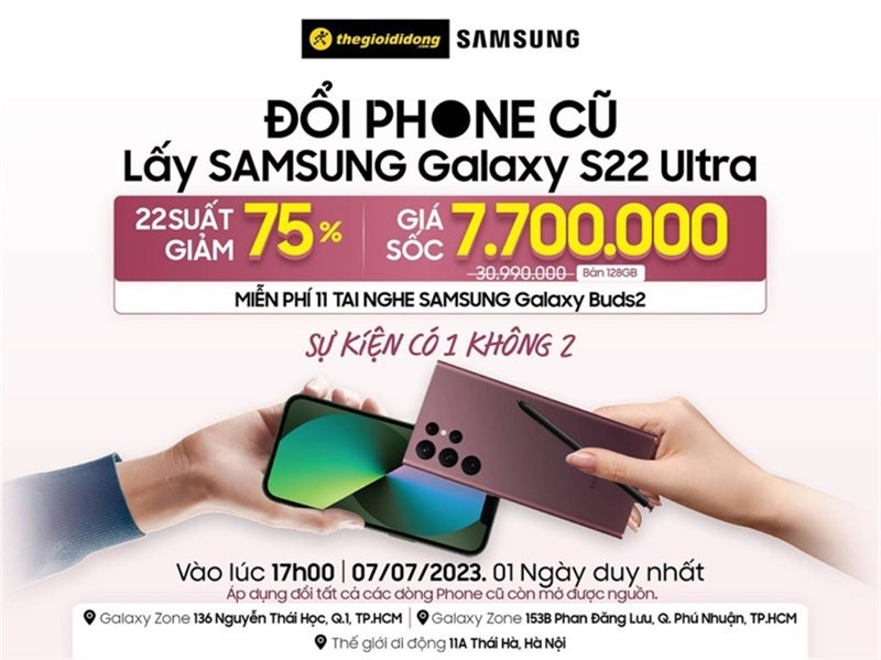 Đổi Phone cũ - Lấy Samsung Galaxy S22 Ultra