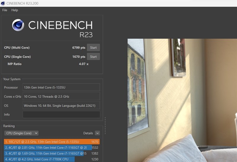 Điểm Cinebench R23 trên ASUS Vivobook 15 X1504VA. Điểm Cinebench R23 trên ASUS Vivobook 15 X1504VA.