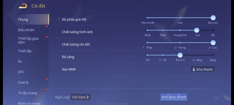 Thiết lập đồ họa Liên Quân Mobile mà mình áp dụng cho bài test pin Redmi Note 12 Pro 5G sau 3 tháng Thiết lập đồ họa Liên Quân Mobile mà mình áp dụng cho bài test pin Redmi Note 12 Pro 5G sau 3 tháng