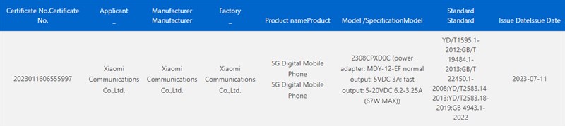 Xiaomi 2308CPXD0C đạt chứng nhận 3C, được cho là số model của Xiaomi MIX Fold 3