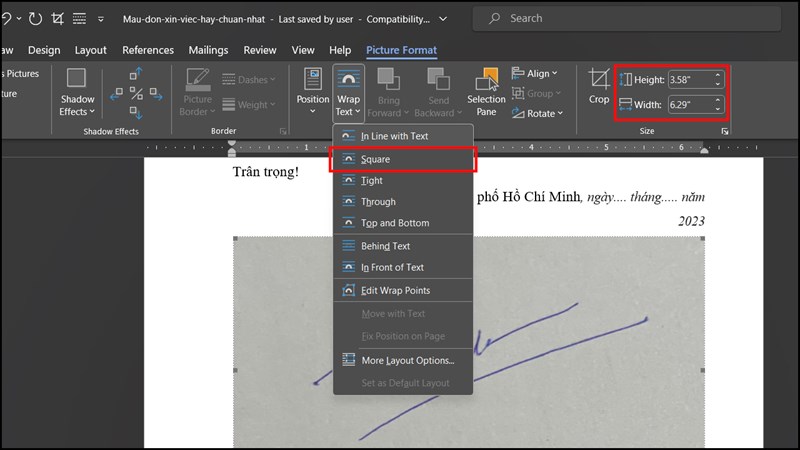 Cách chèn chữ ký viết tay vào văn bản trong Microsoft Word