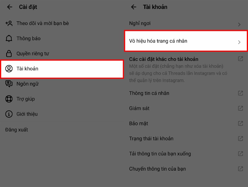 Cách vô hiệu hóa tài khoản Threads