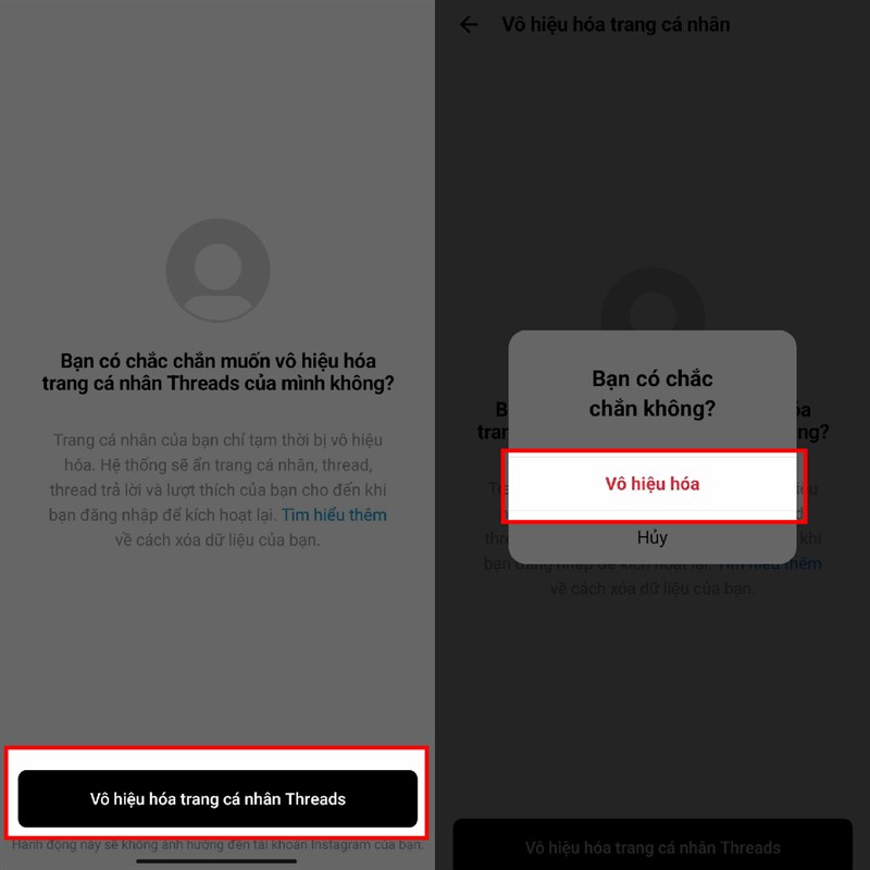 Cách vô hiệu hóa tài khoản Threads